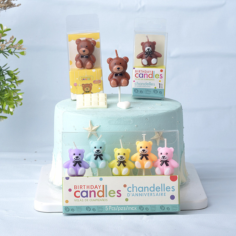 Factory Direct Cute Brown Bear Candle Boys Girls Party Cake Decorations Cartoon Teddy Birthday Candles