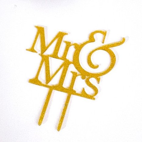 Wedding Anniversary Engagement Party Cake Decoration Gold Silver Glitter MR MRS Acrylic Cake Topper