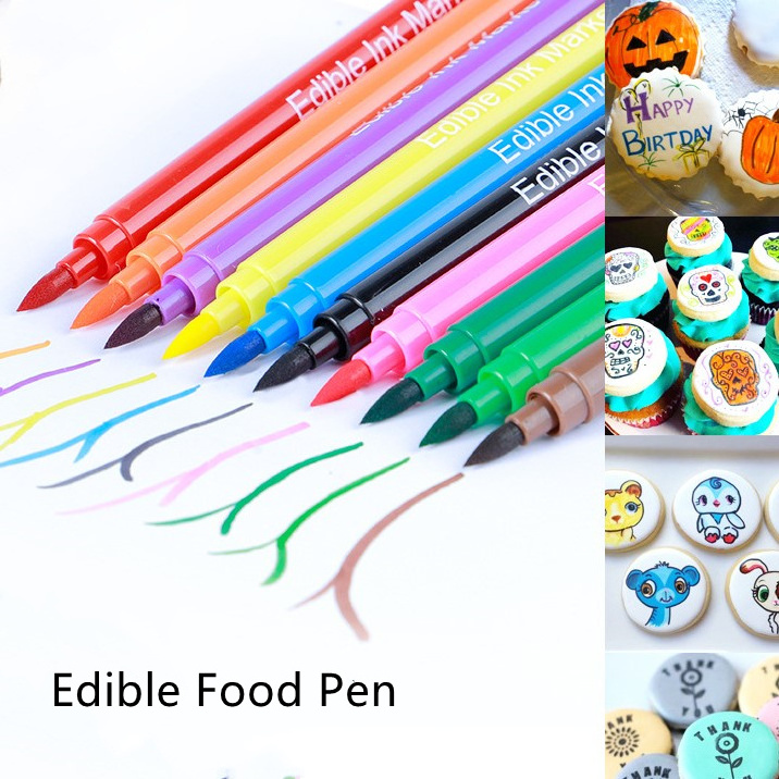 Baking Colour Brush Dessert Cake Fondant Decoration Double Head Food Grade Edible Ink Marker Pens