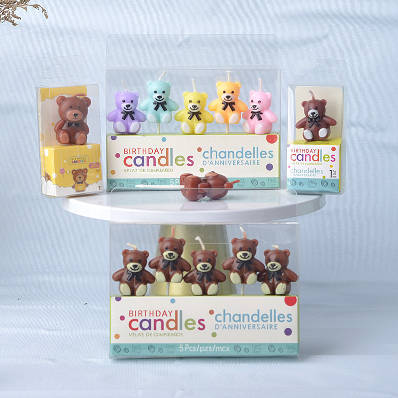 Factory Direct Cute Brown Bear Candle Boys Girls Party Cake Decorations Cartoon Teddy Birthday Candles