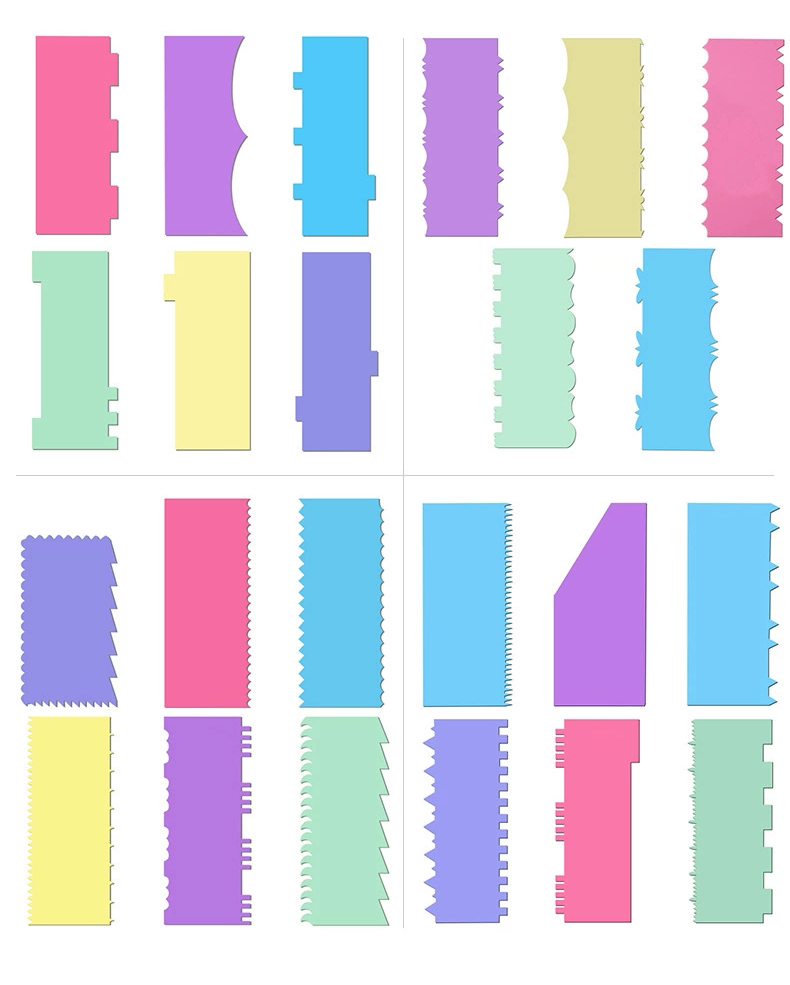 20 Patterns Frosting Cream Stripe Edge Comb Large Baking Tools Multicolor Acrylic Cake Smoother Scrapers