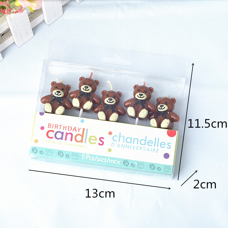 Factory Direct Cute Brown Bear Candle Boys Girls Party Cake Decorations Cartoon Teddy Birthday Candles