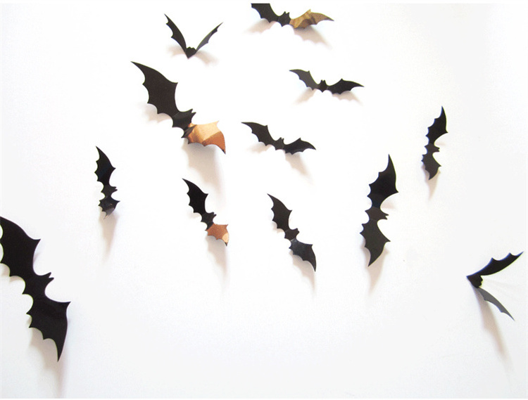 16pcs 3D PVC Black Bats Sticker Carnival Party Cute Decoration Halloween Bat Stickers