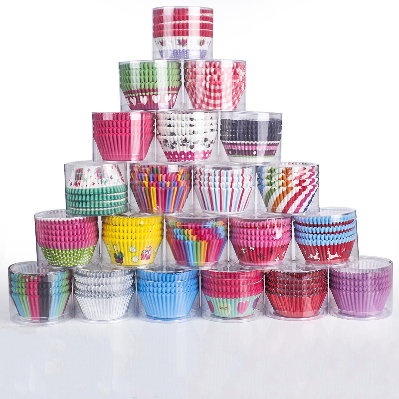 100PCS Round Cupcake Cups 46 Colors Dessert Pans Oil Proof Oven Safe Disposable Paper Muffin Liners