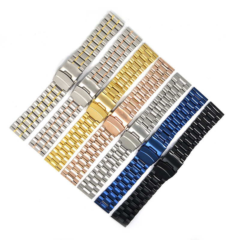 factory price 5 beads curve end Solid metal stainless steel 18mm 20mm 22mm 24mm 26mm watch band watch bracelet