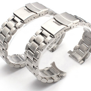 factory price 5 beads curve end Solid metal stainless steel 18mm 20mm 22mm 24mm 26mm watch band watch bracelet