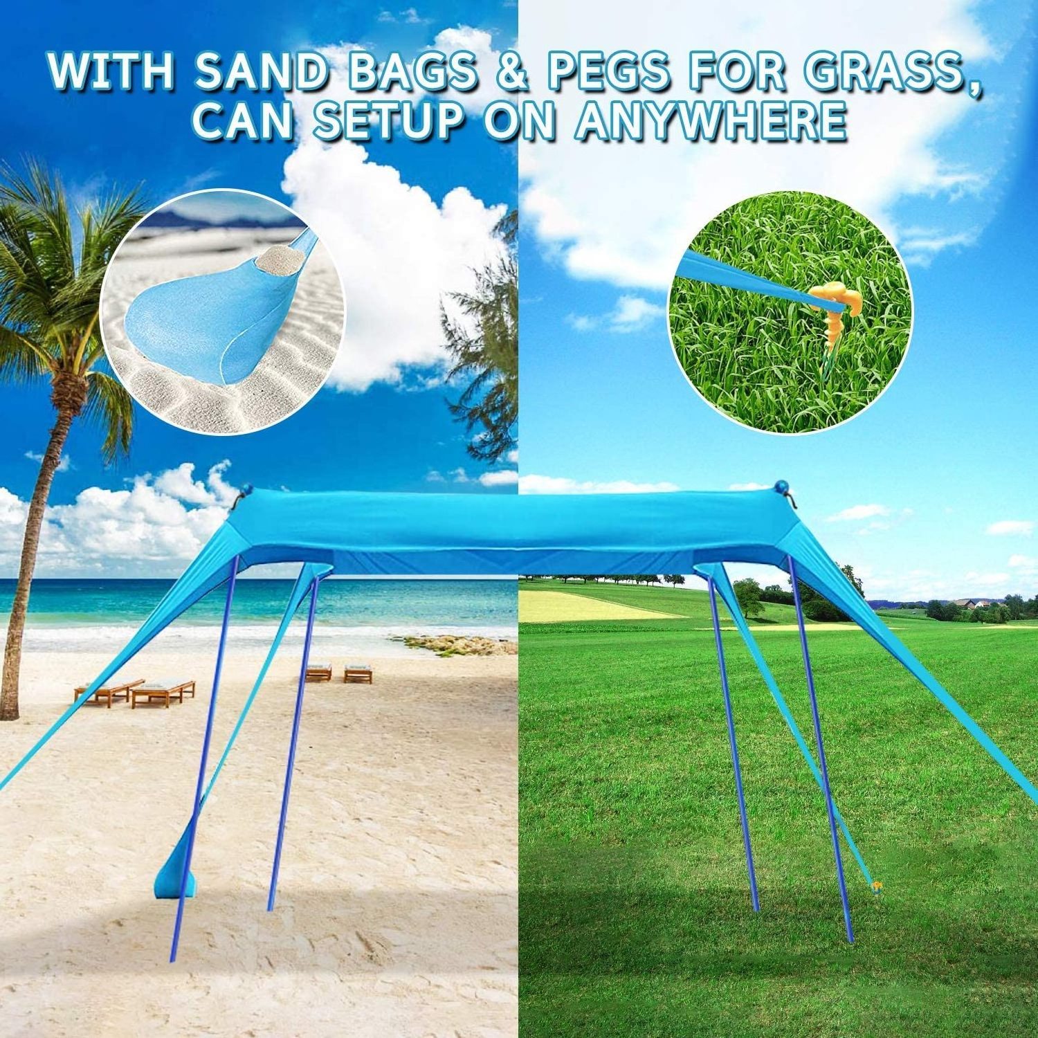 Custom Adjustable Aluminum Pole Portable Beach Tent Lightweight Outdoor Sun Shade Umbrella for Travel Shelter