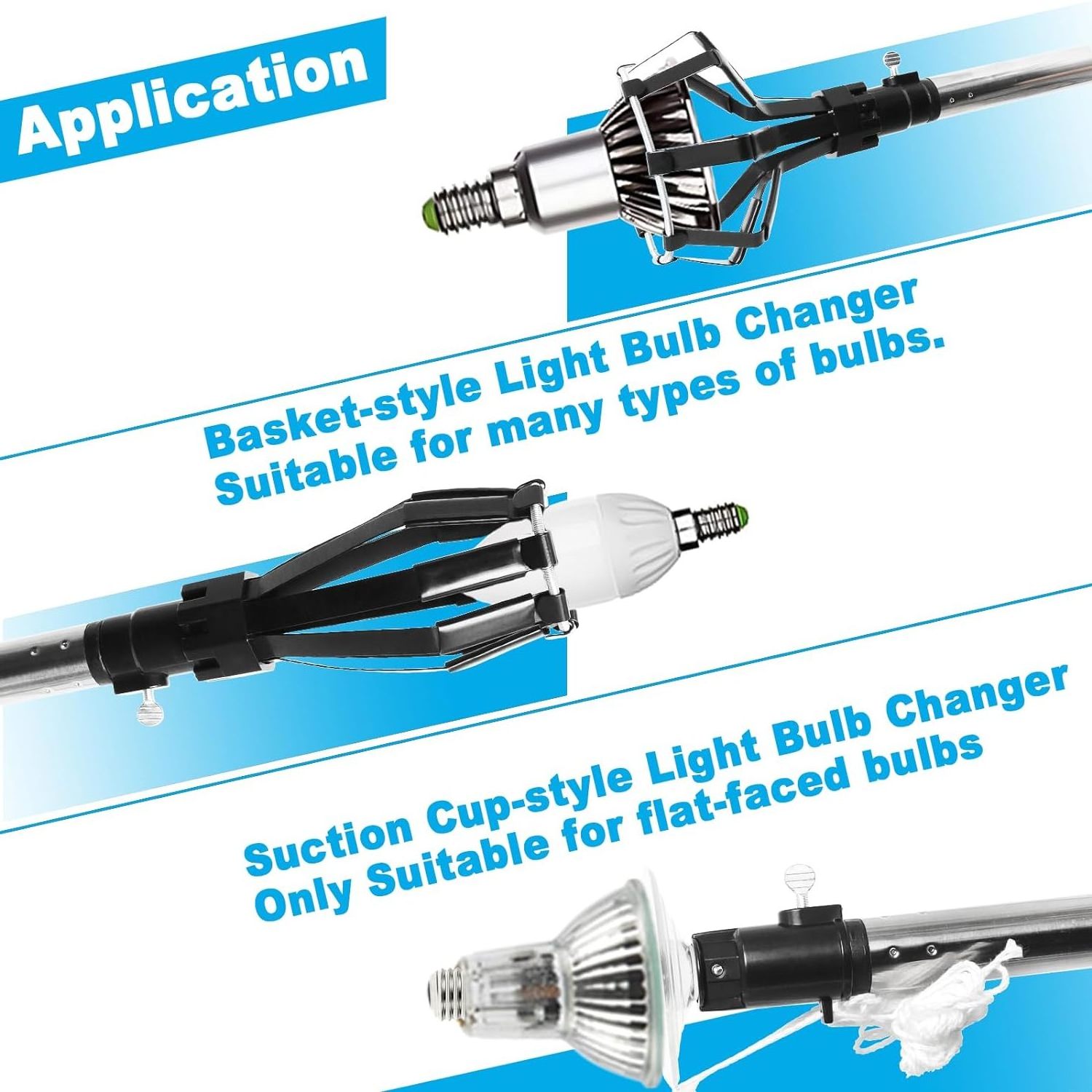 Qiyun New Product Sustainable Use Glass Fiber Material Telescopic Pole Light Bulb Changer Tool