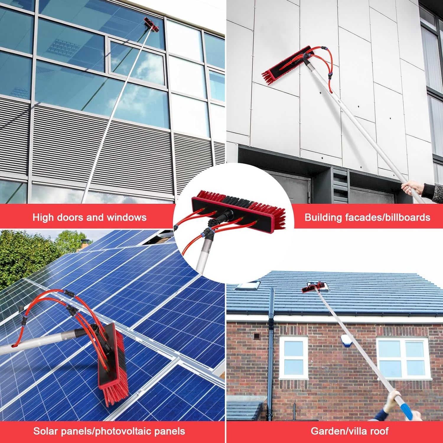 Customized Aluminum Telescopic Solar Panel Cleaning Brush  Water Fed Poles For Window Cleaning System