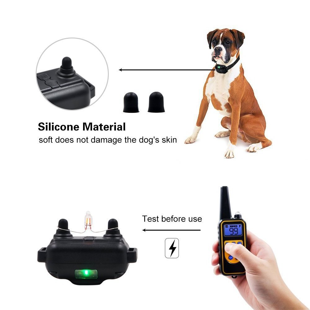 IP67 Waterproof Rechargeable Electric Pet Training Device Human Dog Prong Training Chocker Collar with Remote Innovative Control