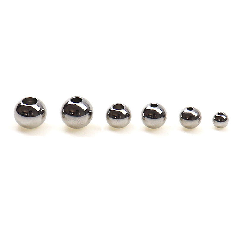 Factory Price 2-12mm Stainless Steel Jewelry Making Beads, Round Big Hole Stainless Steel Spacer Beads