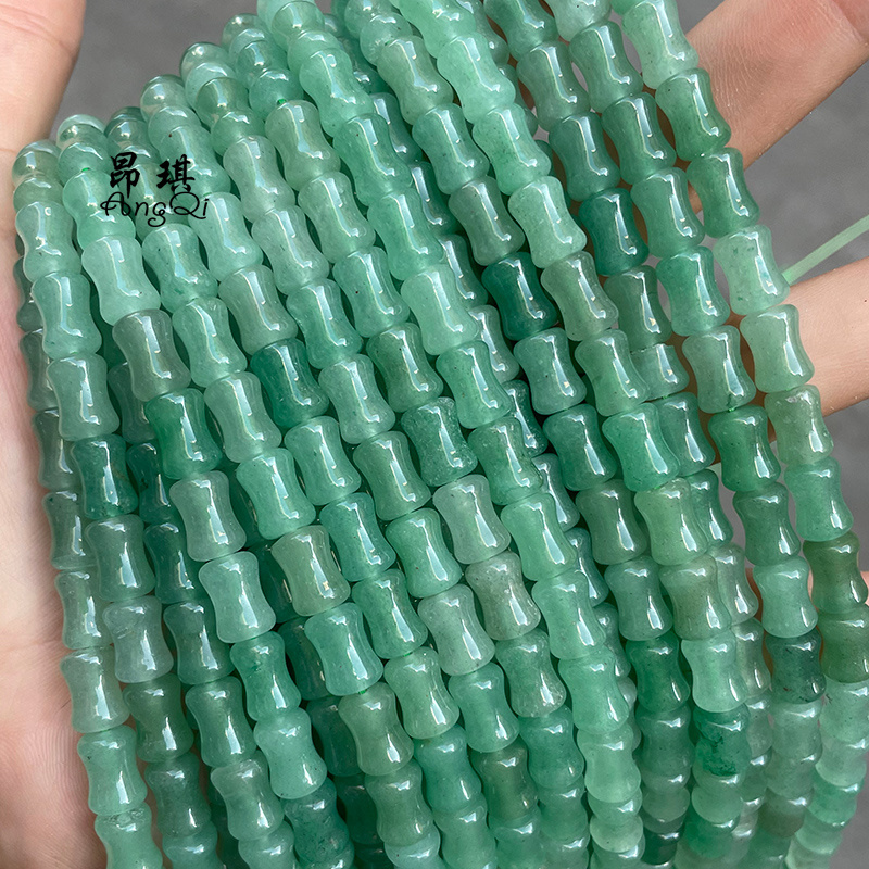 DIY Jewelry Natural Green Aventurine Beads 6x9mm Bamboo Joint Shape Jade Gem Stone Beads For Jewelry Making