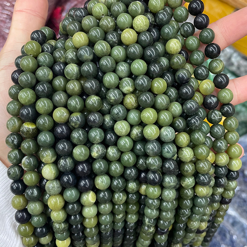 Wholesale 4mm 6mm 8mm 10mm Natural Round Loose Gemstone Beads Strand Natural Canadian Nephrite Jade Beads