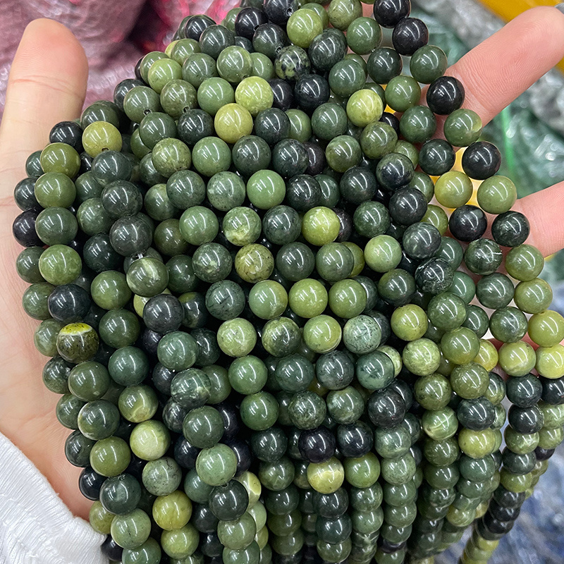 Wholesale 4mm 6mm 8mm 10mm Natural Round Loose Gemstone Beads Strand Natural Canadian Nephrite Jade Beads