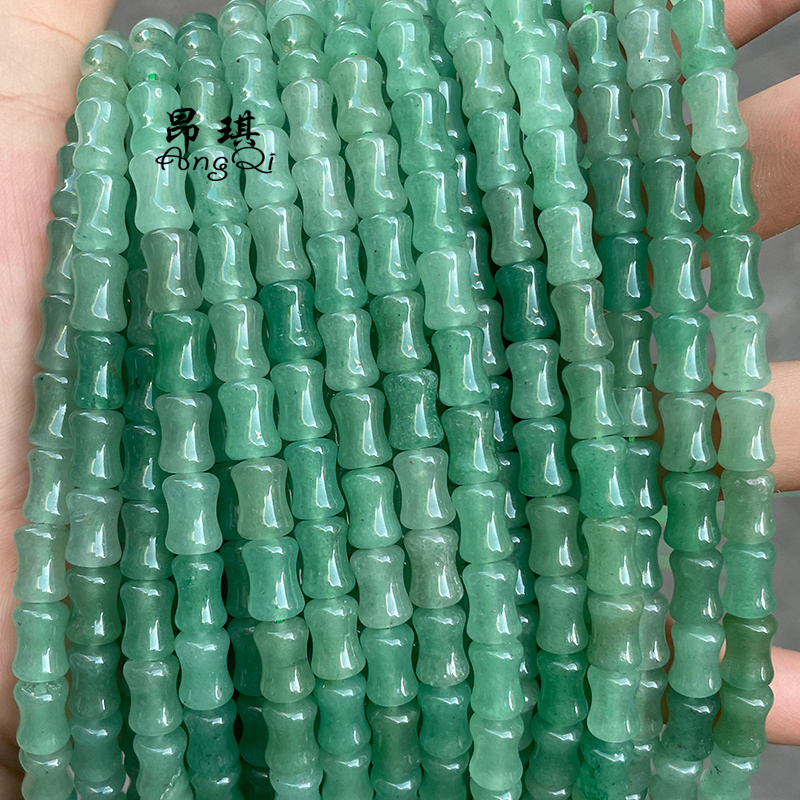 DIY Jewelry Natural Green Aventurine Beads 6x9mm Bamboo Joint Shape Jade Gem Stone Beads For Jewelry Making