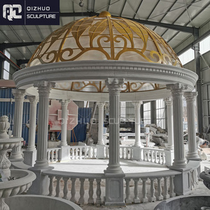 Classic Style Customized Marble Pavilion Made Hand Carved Garden Roman Column White Stone Wedding Gazebo