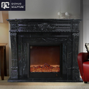 French Modern Style Antique Indoor House Decor Natural Granite Black And White Marble Fireplace Mantle Surround On Sale