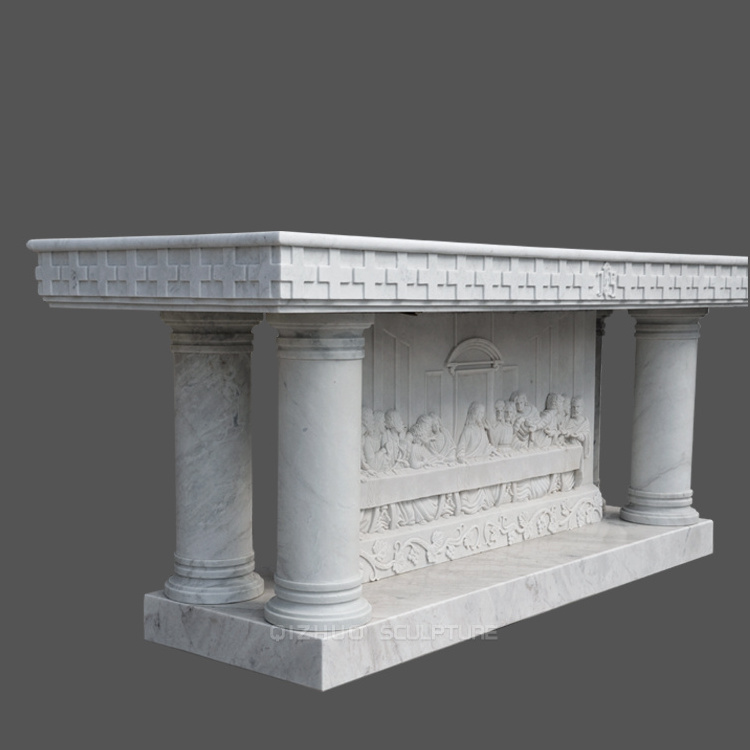 Hade Made Customized Home Decoration The Last Supper Natural Stone Religious Marble Church Altar For Sale