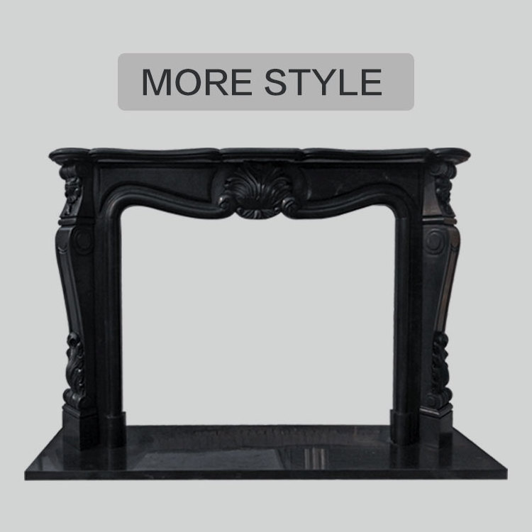 French Modern Style Antique Indoor House Decor Natural Granite Black And White Marble Fireplace Mantle Surround On Sale