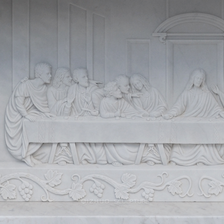 Hade Made Customized Home Decoration The Last Supper Natural Stone Religious Marble Church Altar For Sale