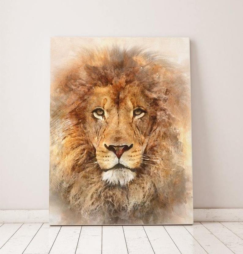 Lion Canvas Wall Art Lion Watercolor Art Safari Animal Prints Wild Animals Modern Wall Art for Home Decor