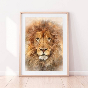 Lion Canvas Wall Art Lion Watercolor Art Safari Animal Prints Wild Animals Modern Wall Art for Home Decor