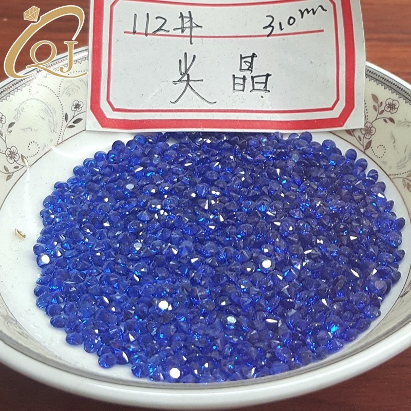 Wholesale Synthetic 114# Spinel Round Cut Blue Sapphire Gemstones For Jewelry