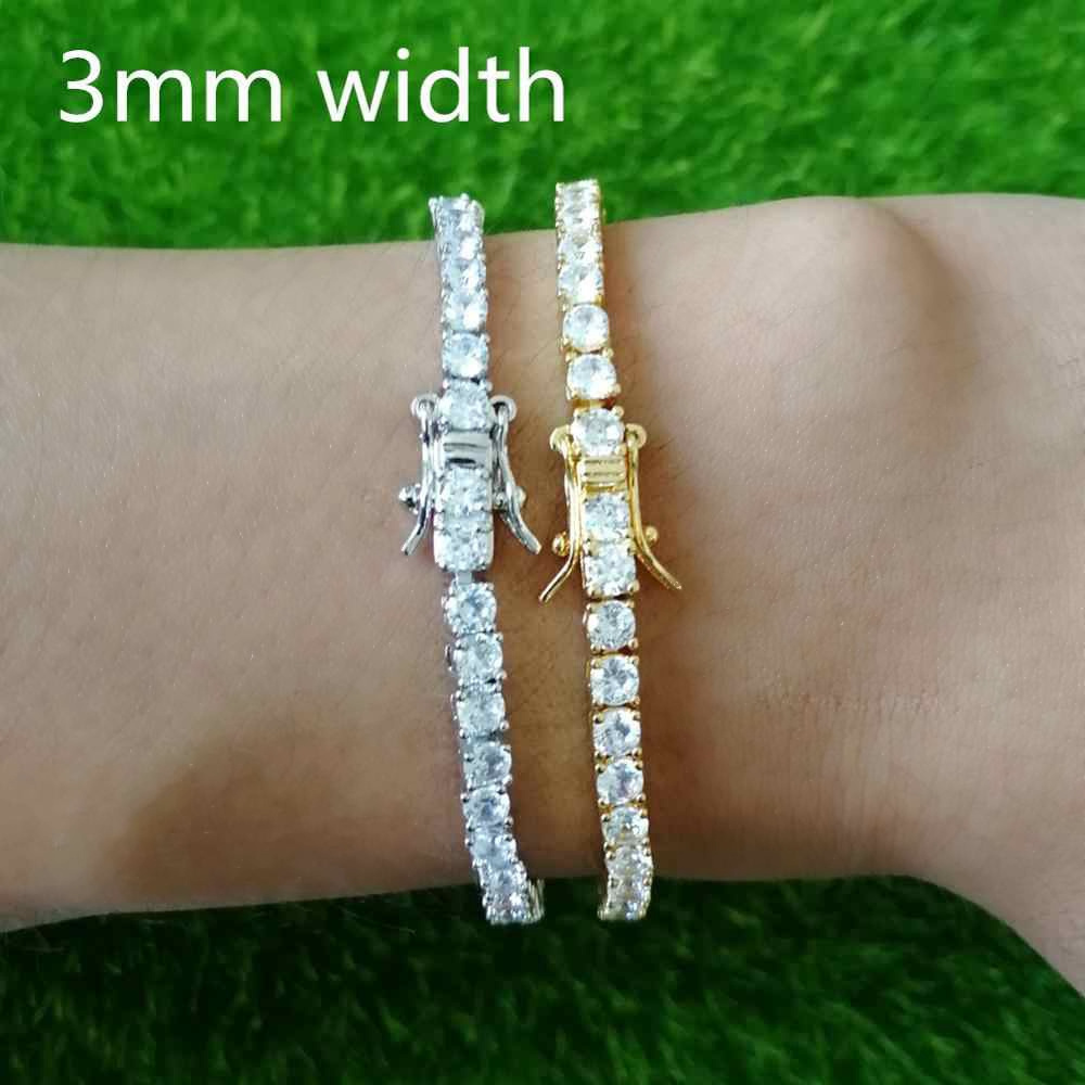 Dropshipping link chain hip hop men bangle sterling 925 silver tennis moissanite bracelet