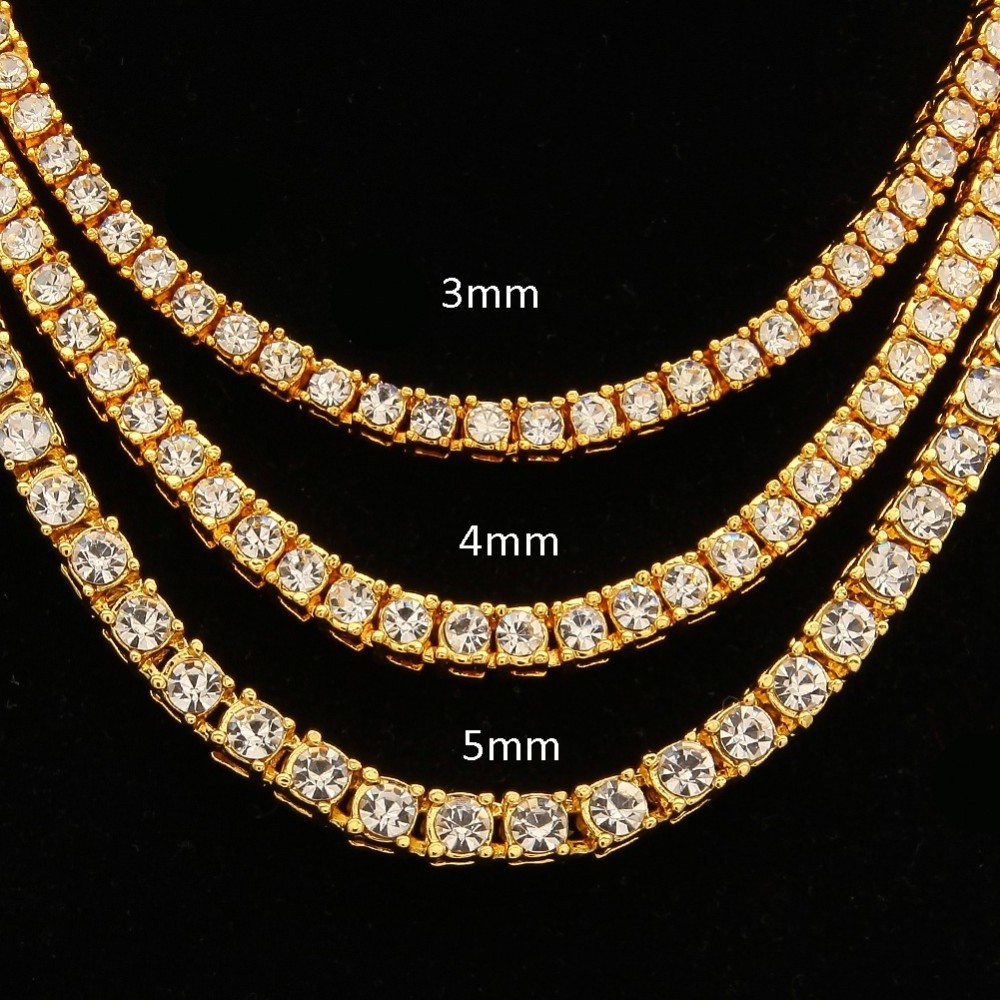 Hot Sale Hip Hop Diamond 925 Sterling Silver VVS Moissanite Ice Chain Tennis Chain 4mm Necklace