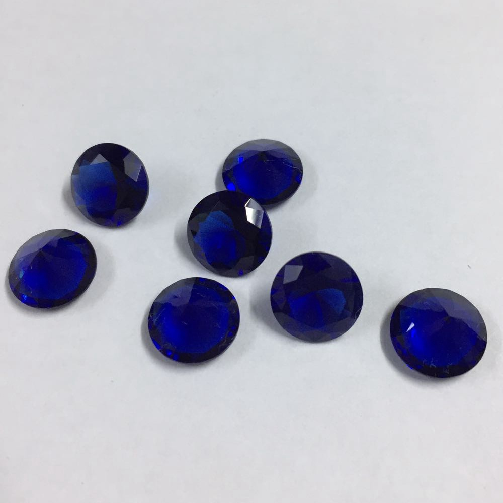 Wholesale Synthetic 114# Spinel Round Cut Blue Sapphire Gemstones For Jewelry