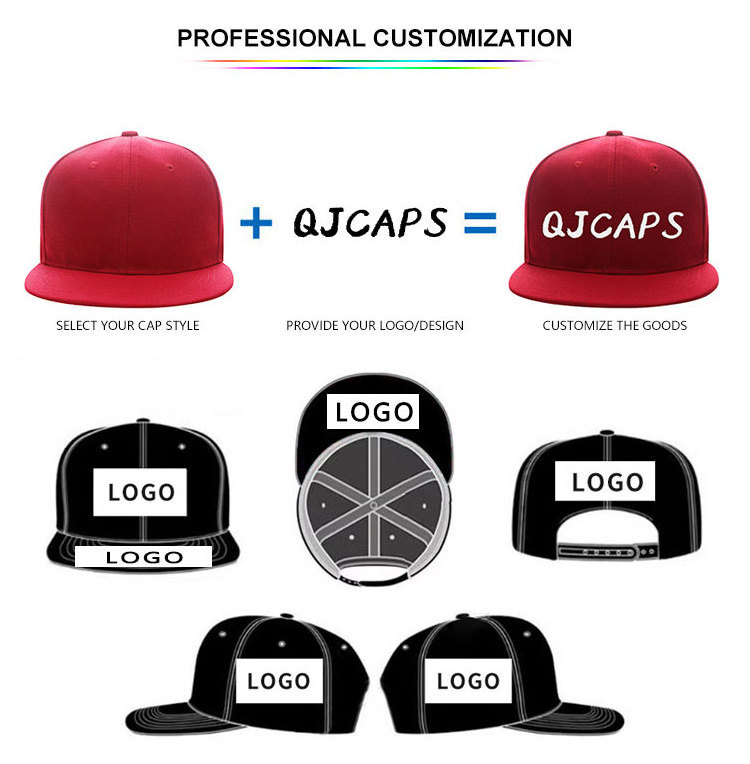 OEM ODM Customized Flat Brim 3D Embroidery Snapback Caps Custom Sports Hats With Logo Cap Wholesale Hip Hop Caps For Men