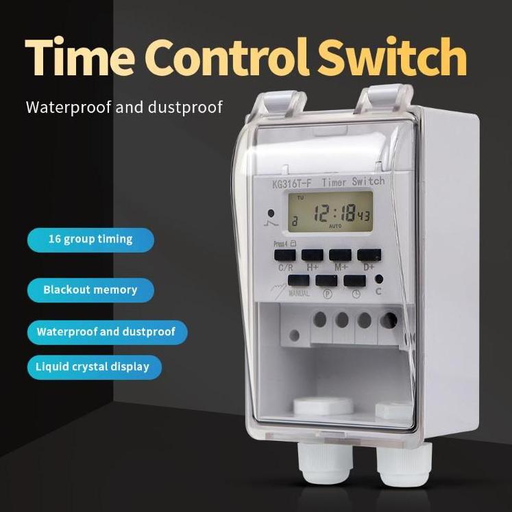 QJC New Arrivals Automatic Switch KG316T-F Time Switch Control 220V Digital LCD Display Timer With Waterproof Cover