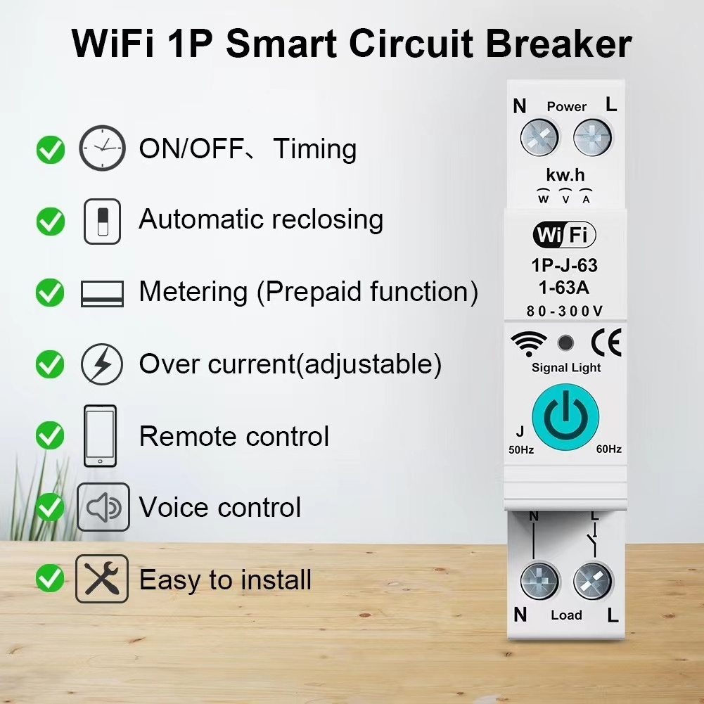 QJC Smart WIFI Miniature Circuit Breaker Remote Control Safety Switch wifi mcb tuya app mcb automatic switch and wifi remote