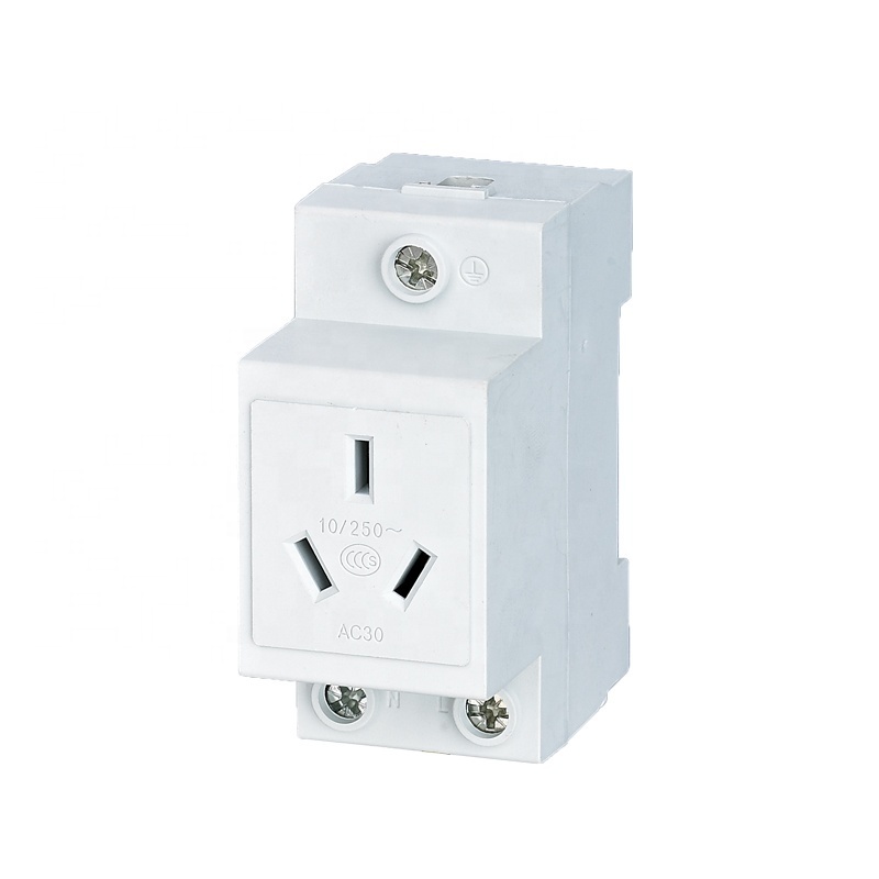 QJC Wholesale AC30 10A 3 Plug Din Rail Mounted Modular Switch Socket