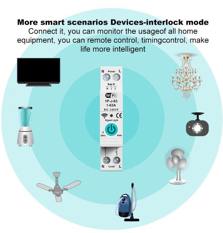 QJC Smart WIFI Miniature Circuit Breaker Remote Control Safety Switch wifi mcb tuya app mcb automatic switch and wifi remote