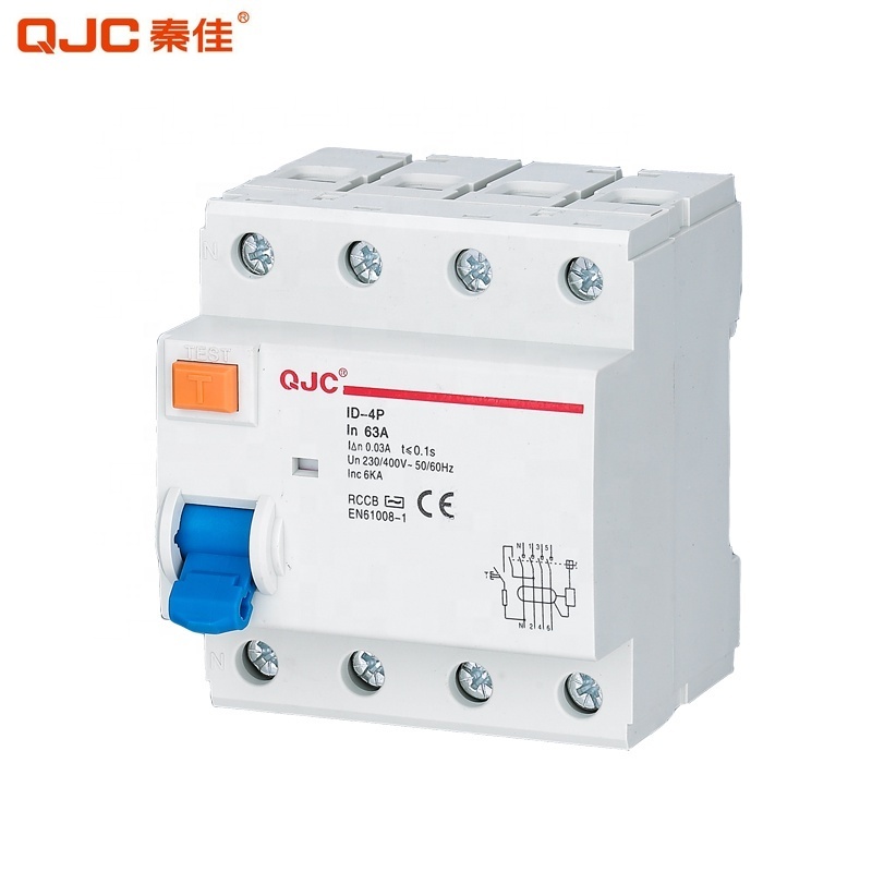 QJC Factory Direct Sales ID-4P Electromagnetic Earth Leakage Circuit Breaker Residual Current Circuit Breaker