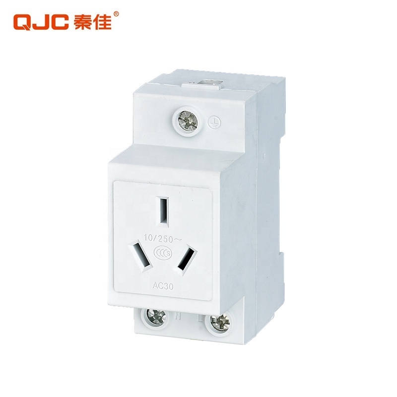 QJC Wholesale AC30 10A 3 Plug Din Rail Mounted Modular Switch Socket