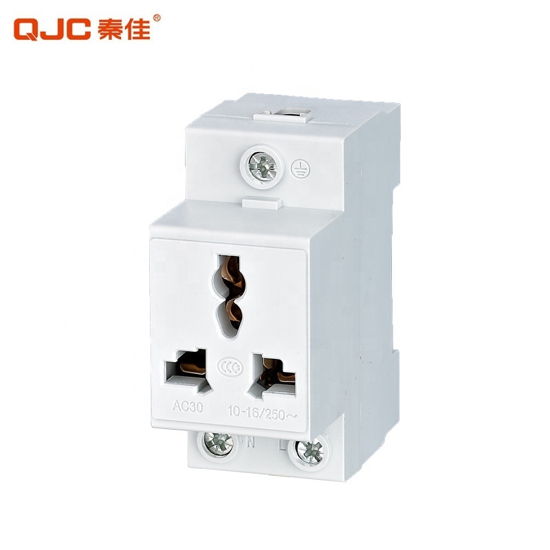 QJC Wholesale AC30 10A 3 Plug Din Rail Mounted Modular Switch Socket