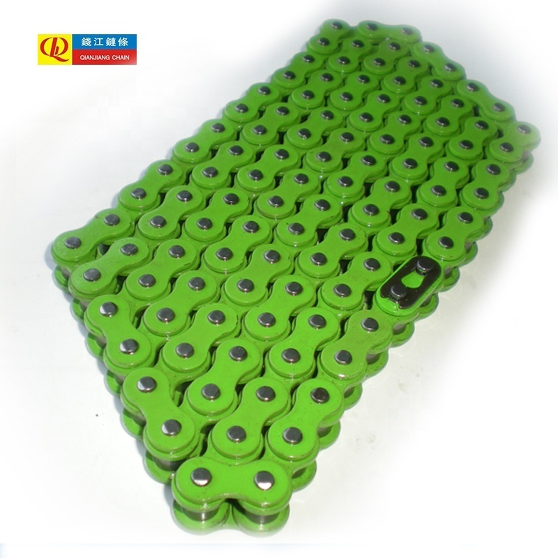 Wholesale 420 o ring red, blue, green, yellow gold colored motorcycle chain for Honda,Suzuki, Yamaha etc