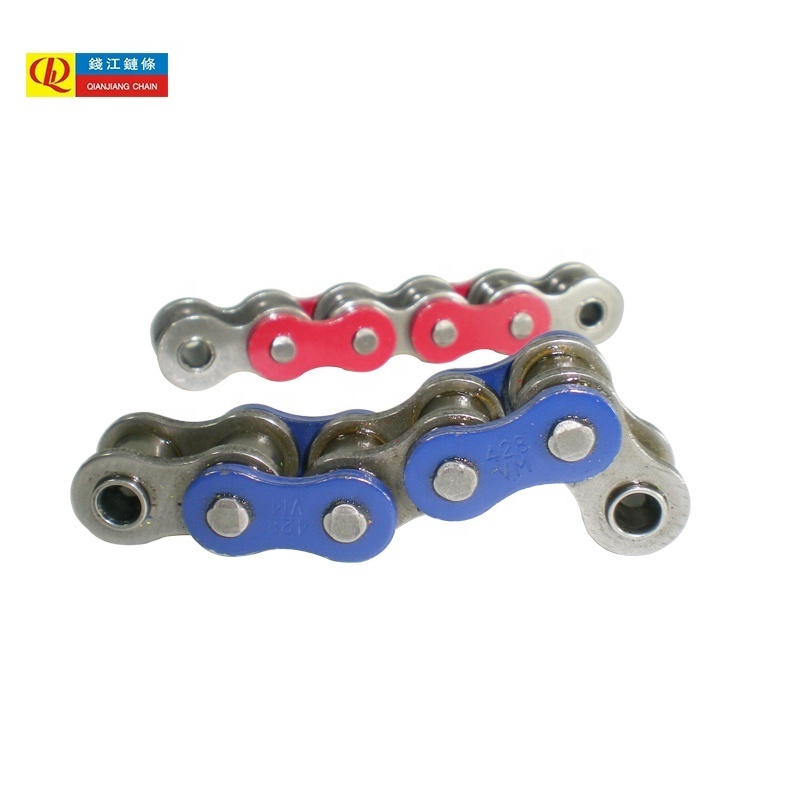 Wholesale 428H o ring red, blue, green, yellow colored motorcycle chain 118L for Honda,Suzuki, Yamaha etc