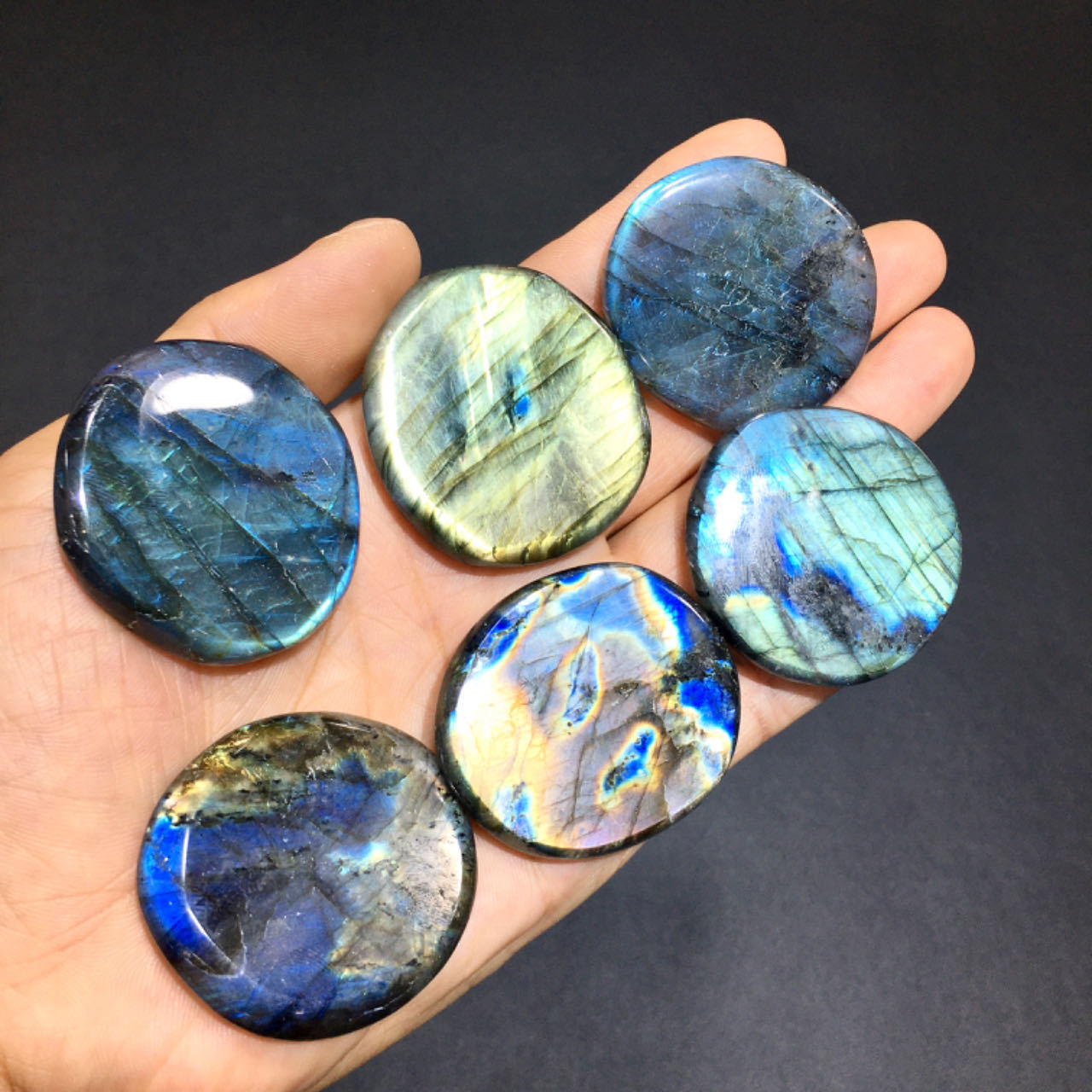 High Quality Labradorite Polished Flashy Mix Color Labradorite Slice Healing Crystal Gemstone Slice For Sale