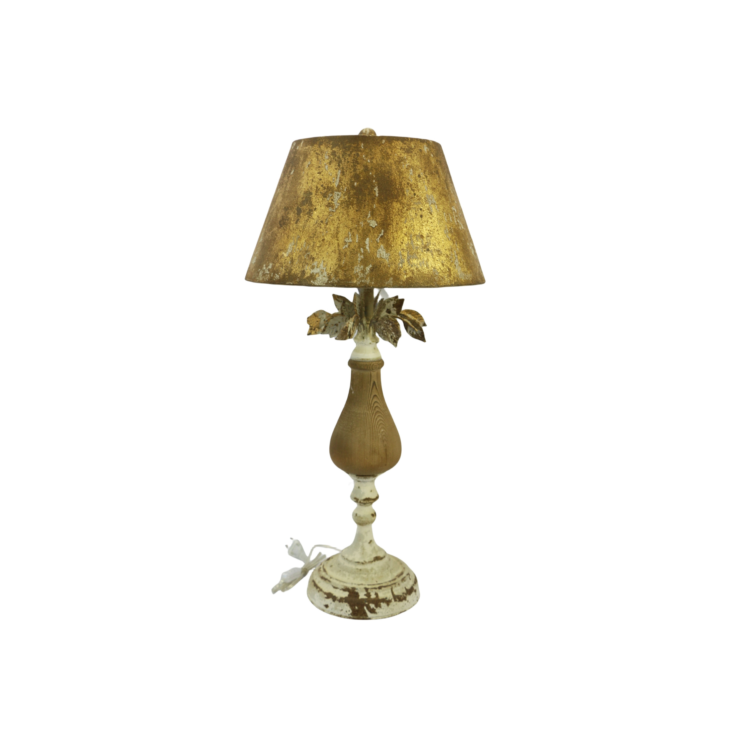 Tropical Antique Gold Table Lamp with Aged Brass Finish - Palm Leaf Accents Desk Light for Exotic Interiors