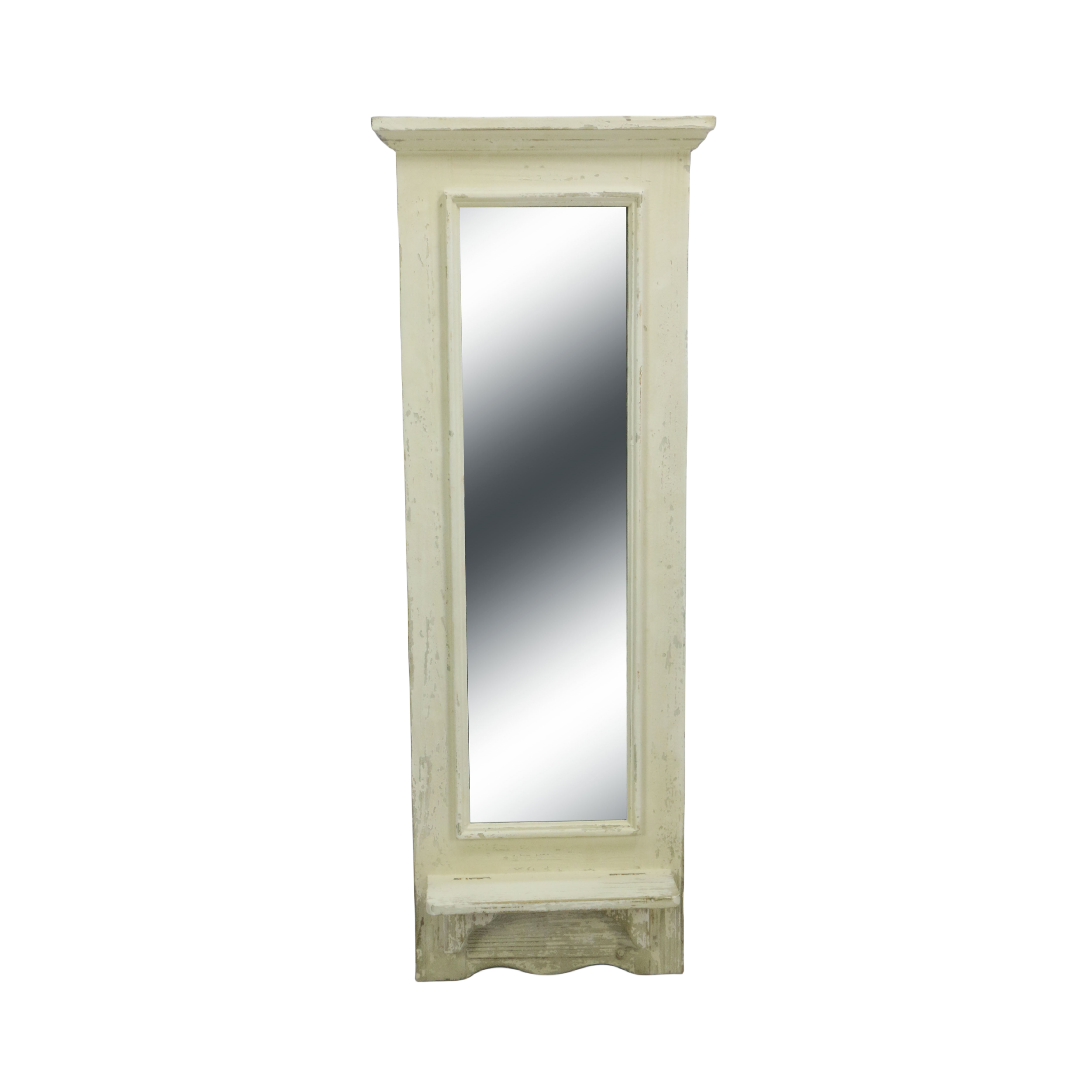 Geometric Pattern Rectangular Wall Mirror with Gold Trim