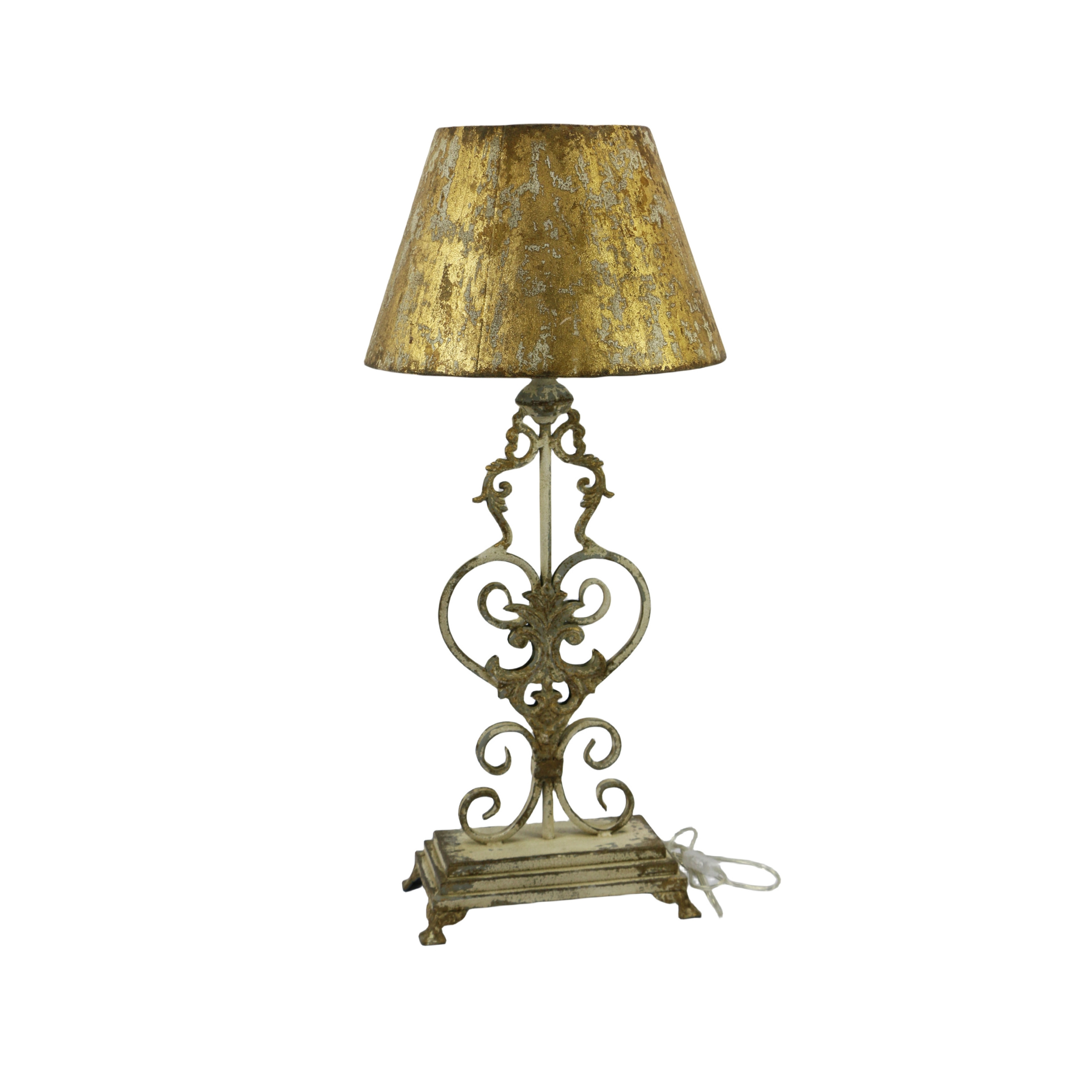 Tropical Antique Gold Table Lamp with Aged Brass Finish - Palm Leaf Accents Desk Light for Exotic Interiors