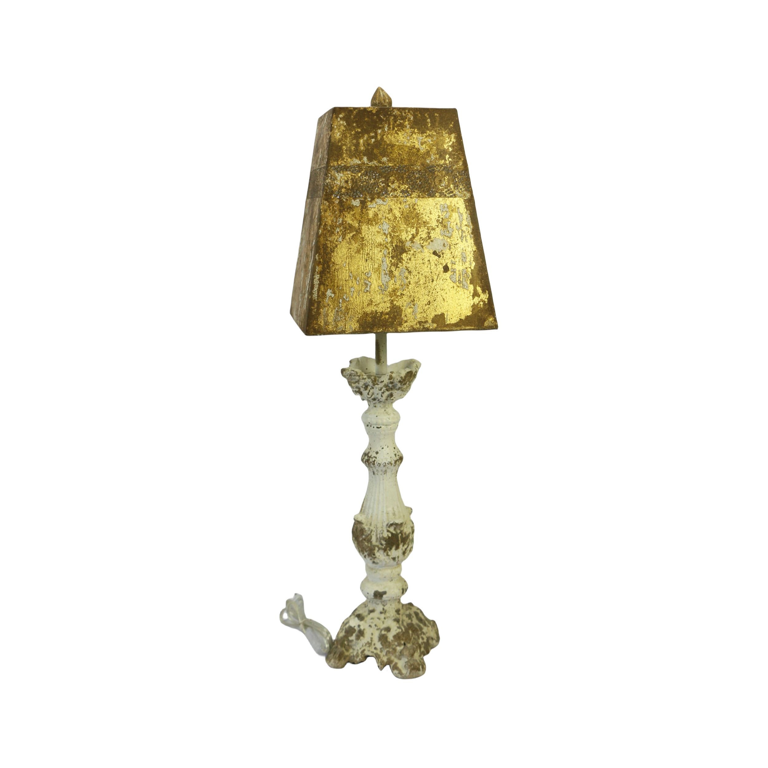 Tropical Antique Gold Table Lamp with Aged Brass Finish - Palm Leaf Accents Desk Light for Exotic Interiors