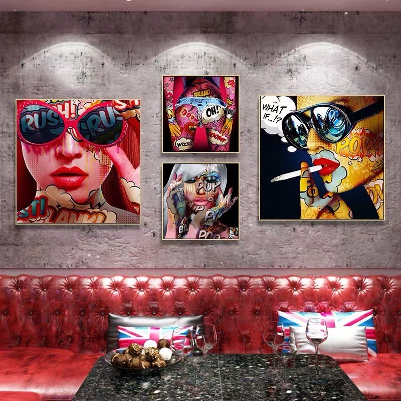 Graffiti Abstract Cool Girl Wall Art Poster Modern Pop art Woman Canvas Painting Living Room Bedroom Home Decor Mural Picture