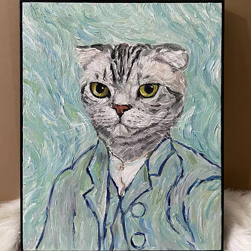 Custom Pet Art hand Painted animal Cat canvas Oil Painting modern wall art decor painting