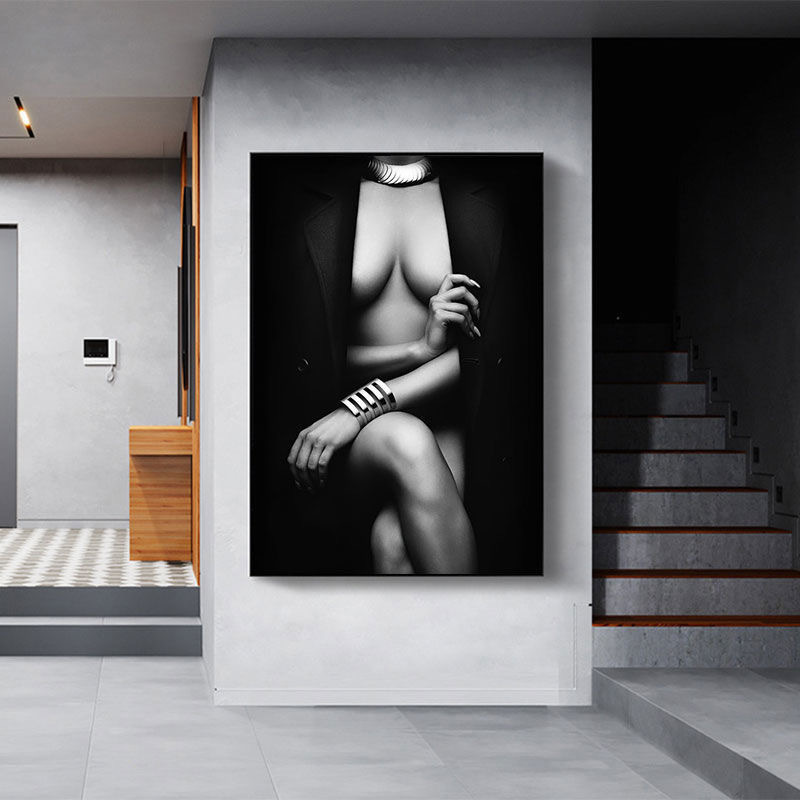 Custom black White Sexy Woman Nude Body Art Canvas Paintings Nordic Poster Wall Art Prints Picture for Bedroom Home Decor