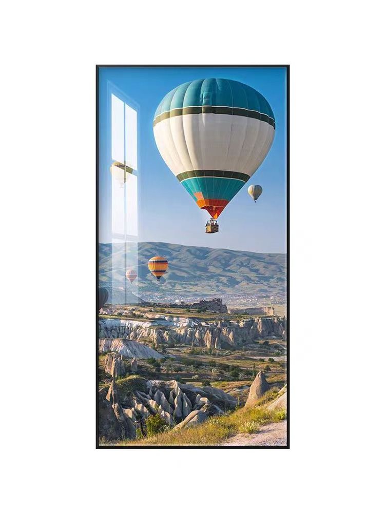 Custom Painting Modern Home Decor Diamond Landscape Crystal Porcelain Hot Air Balloon Wall Art for living home decor