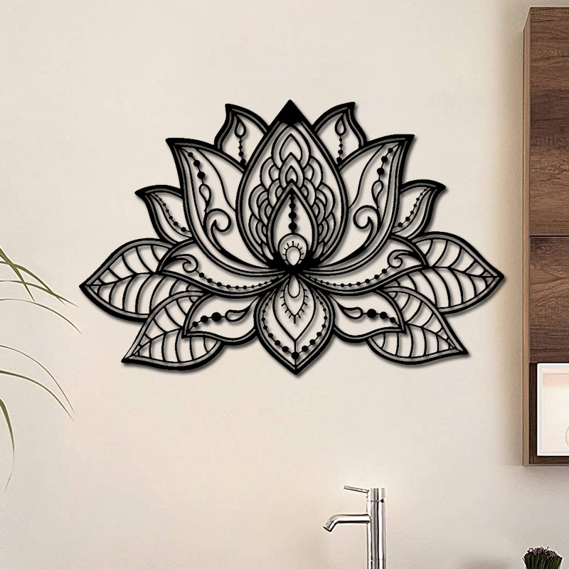 3D Gold Large Metal flower Art Wall Decor Customized Lotus Flower Shaped Wall Hanging for Home Decor Accessories